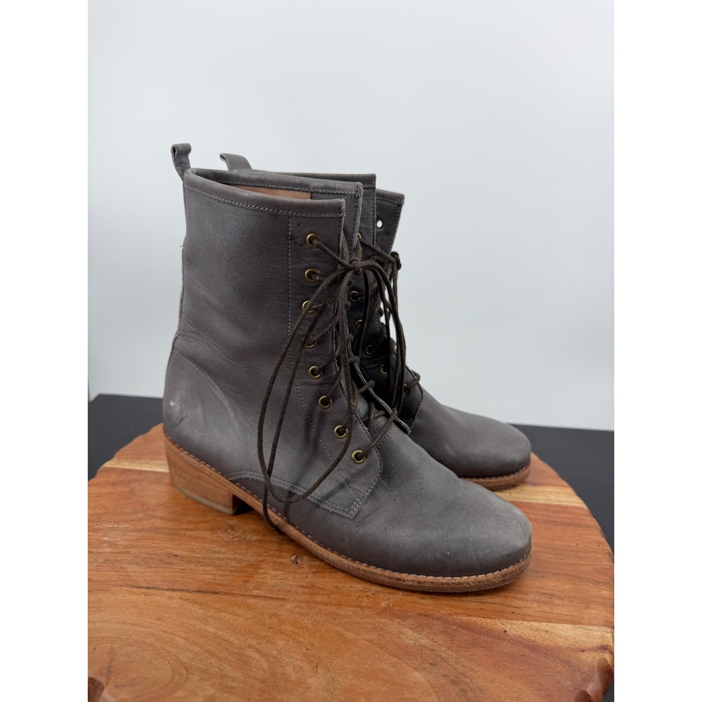 Fortress of Inca Lace Up Boots Womens 37 7 Grey Leather Combat Boots